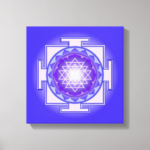Sri Yantra Mandala Paars en Blue Canvas Print