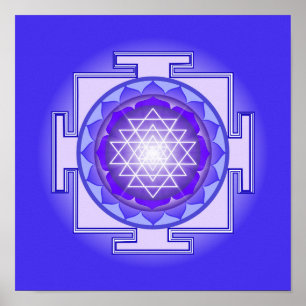 Sri Yantra Mandala Paars en Blue Print