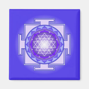 Sri Yantra Mandala Purple and Blue Magnet