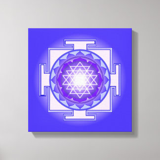 Sri Yantra Mandala violet et toile bleue