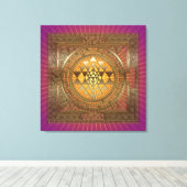 Sri Yantra Paarse zon - omwikkeld canvas (Insitu (Houten vloer))