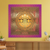 Sri Yantra Paarse zon - omwikkeld canvas Afdruk (Insitu (Woonkamer))