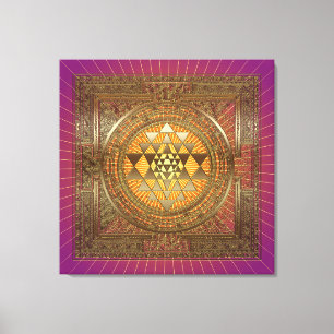 Sri Yantra Purple Sun - Toile Enveloppée