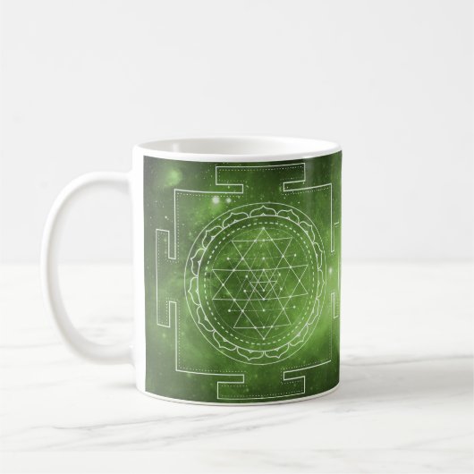 Sri Yantra Sacré Géométrie Mug Vert (Gauche)