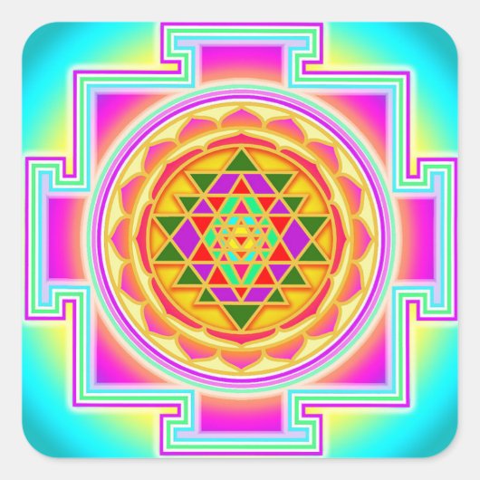 Sri Yantra Vierkante Sticker (Voorkant)