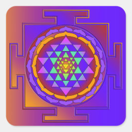 SRI YANTRA volledig gekleurd + uw ideeën Vierkante Sticker