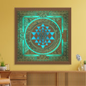Sri Yantra Water Glow - Ingewikkeld Canvas (Insitu (Woonkamer))