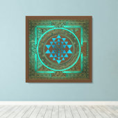 Sri Yantra Water Glow - Ingewikkeld Canvas (Insitu (Houten vloer))