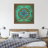Sri Yantra Water Glow - Ingewikkeld Canvas (Insitu (Slaapkamer))