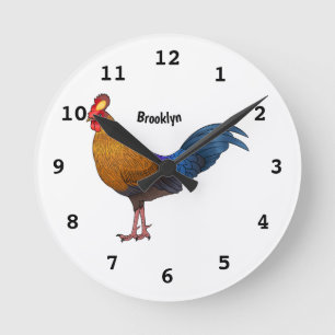 Srilankaanse junglefowl cartoon illustratie  ronde klok