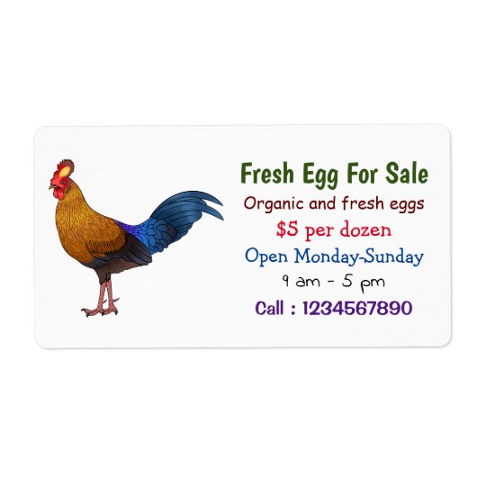 Srilankaanse junglefowl, vers ei-bord te koop aang etiket (Voorkant)
