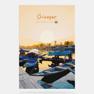 Srinagar, India - Dalmeer Shikara-boten Acryl Bord