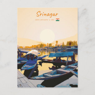 Srinagar, India - Dalmeer Shikara-boten Briefkaart