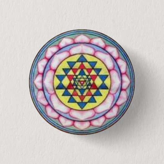 sriyantra in Lotus Ronde Button 3,2 Cm (Voorkant)