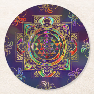 Sriyantra Sri Chakra Ronde Kartonnen Onderzetter