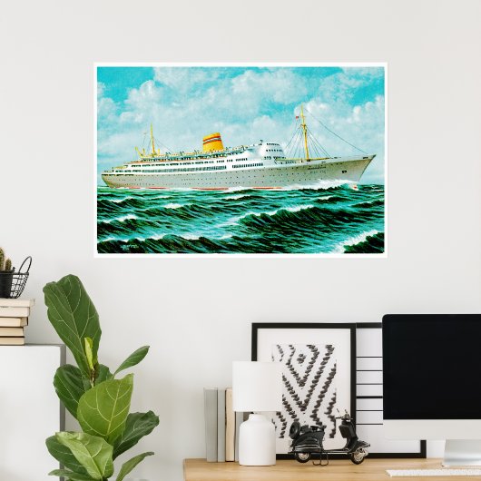 ss Bergenfjord op Zee Poster (Thuiskantoor)