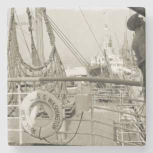 SS Luxury Liner Cruise Ship 1930 Deck Stenen Onderzetter