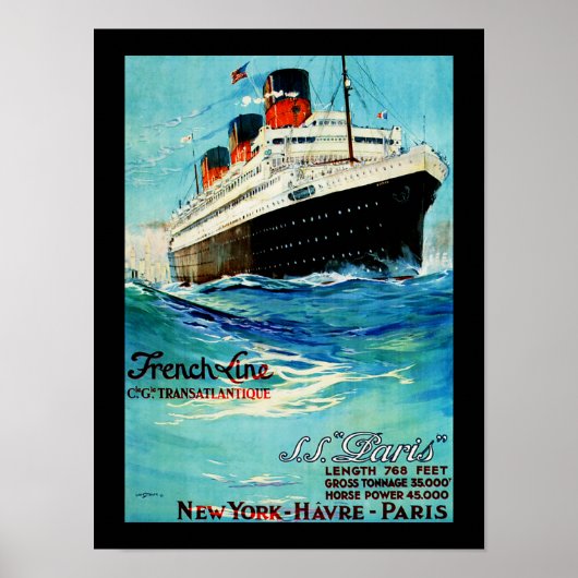 ss Paris ~ French Line Poster (Voorkant)