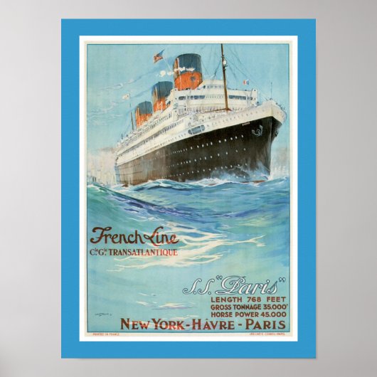 ss Paris - The French Line Poster (Voorkant)