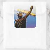 ss Rex over vrijheidsbeeld Vierkante Sticker (Tas)