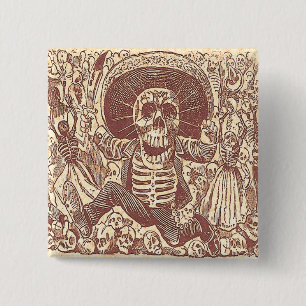 Sschedel van Oaxaca, La Calavera Oaxaqueña Vierkante Button 5,1 Cm