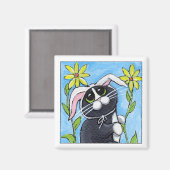 Ssh... Je chasse les lapins ! - Aimant de chat (Recto/Verso)