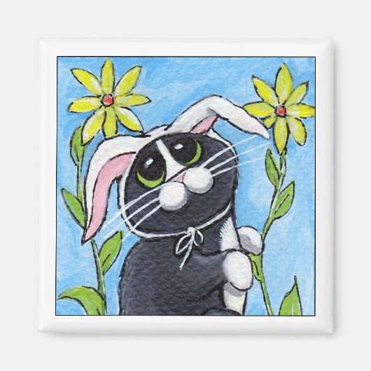 Ssh... Je chasse les lapins ! - Aimant de chat (Devant)