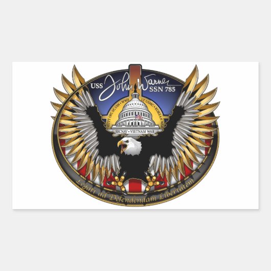 SSN 785 USS John Warner Rechthoekige Sticker (Voorkant)