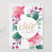 Ssst! Elegante gouden script bloemen verrassing ve Kaart (Achterkant)