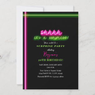 Ssst Het Is Een Verrassingsfeest Neon Roze Groen L Kaart