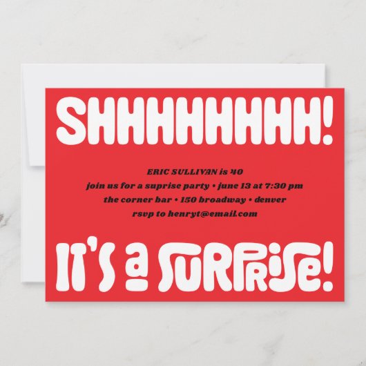 Ssst! Verrassing! feestuitnodiging Kaart (Voorkant)