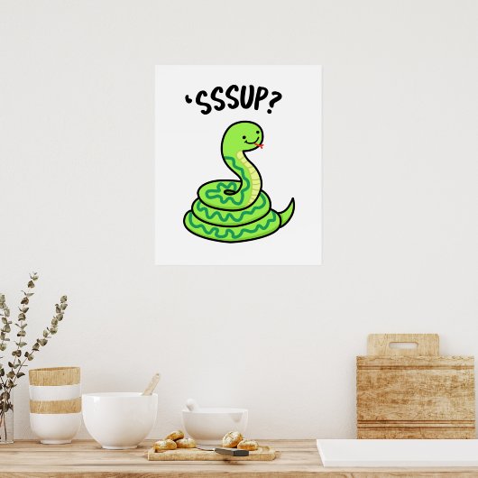 Sssup Funny Hissing Snake Pun Poster (Keuken)