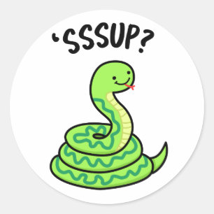 Sssup Funny Hissing Snake Pun Ronde Sticker