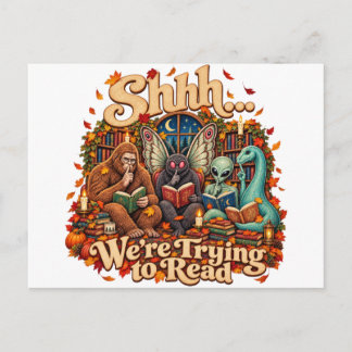 Sst, we proberen te lezen Herfst Cryptid Boekclub Briefkaart