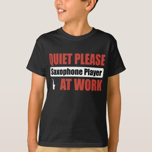 Sstilte, saxofone-speler op het werk t-shirt (Voorkant)