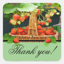 Sstrawberry Basket ~ Dankuwel Vierkante Sticker
