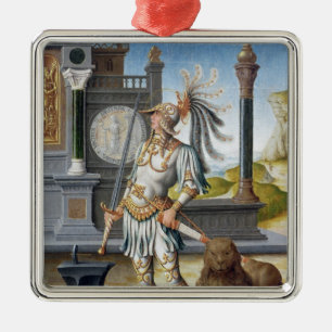 St. Adrian in Armor in een open landschap Metalen Ornament