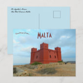 St Agathas Tower The Red Tower Malta Briefkaart (Voorkant / Achterkant)