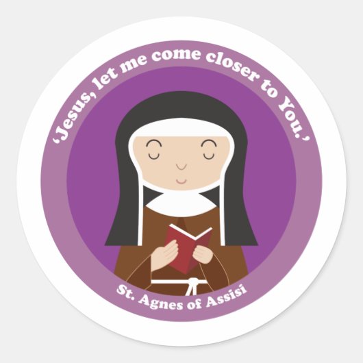 St. Agnes van Assisi Ronde Sticker (Voorkant)