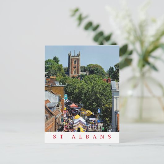 St Albans markt uitzicht briefkaart (Staand voorkant)