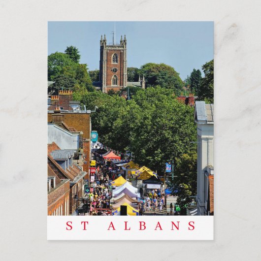 St Albans markt uitzicht briefkaart (Voorkant)
