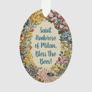 St. Ambroise de Milan avec des fleurs, des abeille