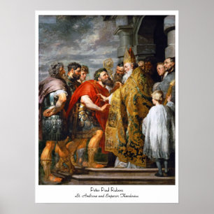 St. Ambrose en keizer Theodosius Paul Rubens Poster