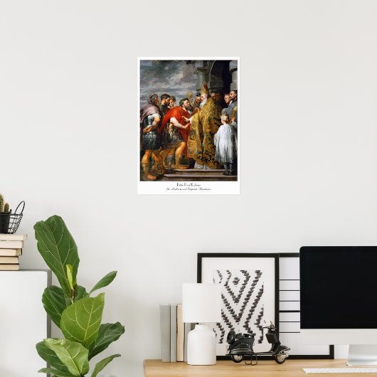 St. Ambrose en keizer Theodosius Paul Rubens Poster (Thuiskantoor)