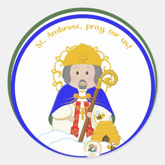 St. Ambrose Ronde Sticker (Voorkant)