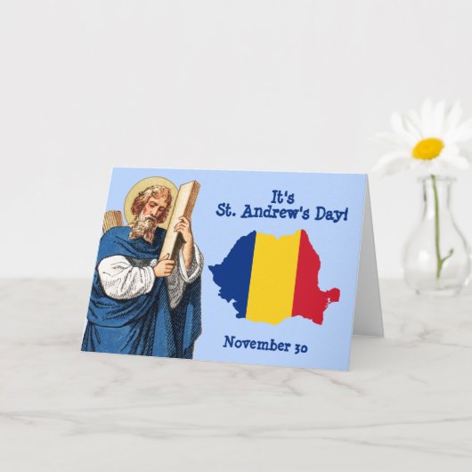 St. André et carte de la Roumanie avec drapeau Car (Petite plante)
