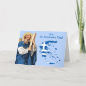 St. Andrew avec Drapeau Carte de la Grèce Fête Car (Devant)