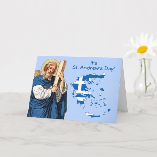 St. Andrew avec Drapeau Carte de la Grèce Fête Car (Petite plante)