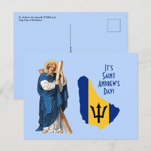 St. Andrew met vlag-Kaart van Barbados Feast Day Briefkaart