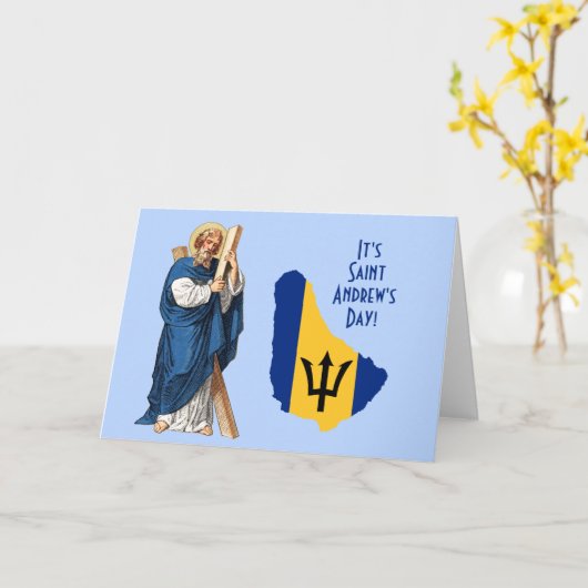 St. Andrew met vlag-Kaart van Barbados Feast Day Kaart (Gele Bloem)